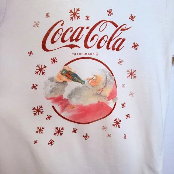 Lucky Brand Cream Coca-Cola Santa Graphic Tee White M - Picture 5 of 8